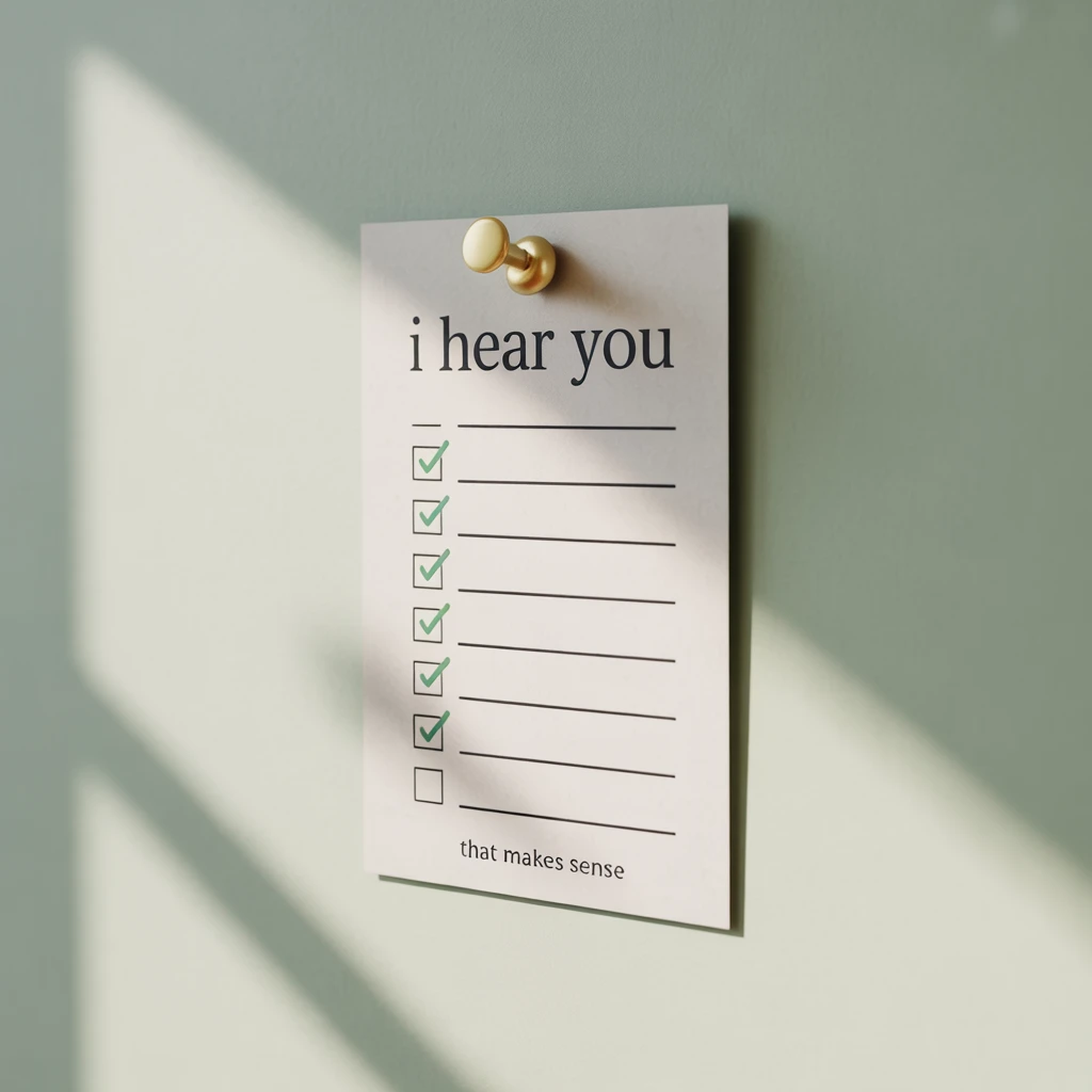 Simple checklist card representing validation statements.