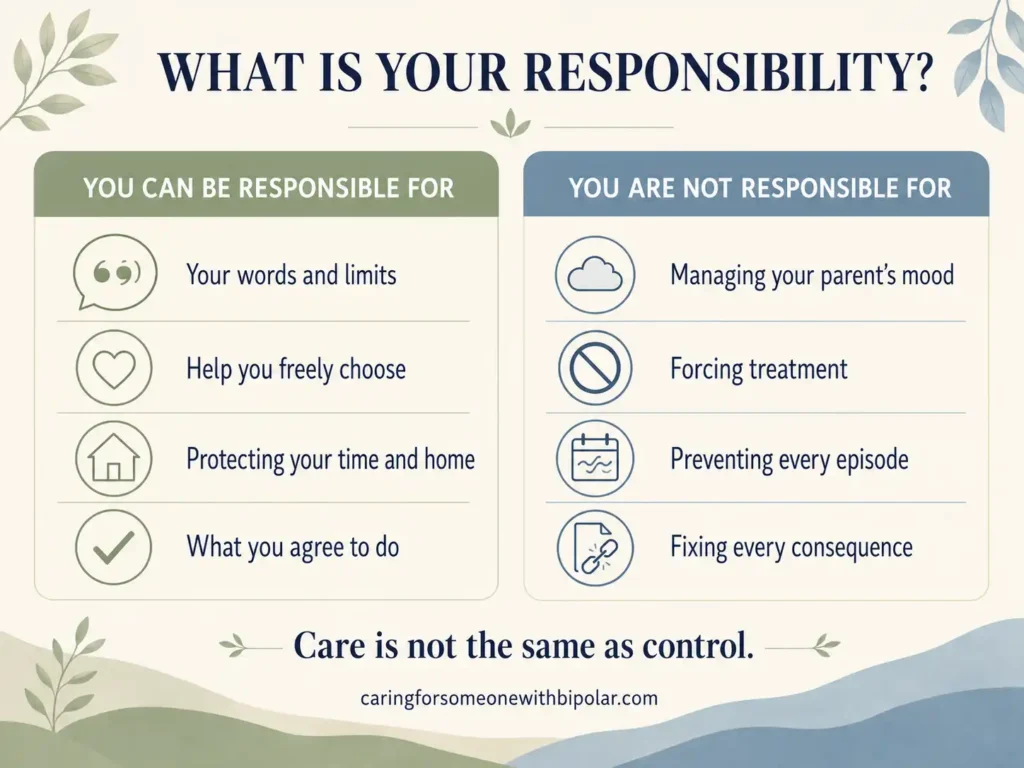 Comparison of what an adult child can control and what is not their responsibility