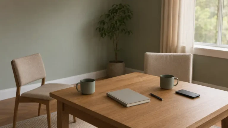Calm home setting illustrating taking a pause during an escalating argument