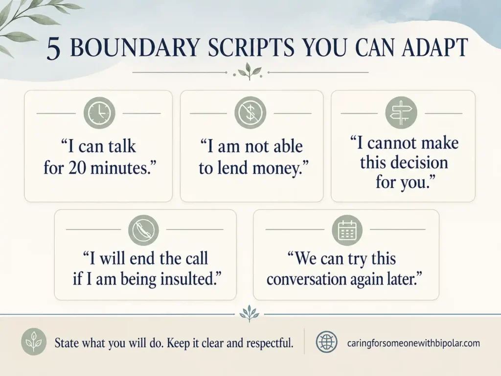 Five calm boundary scripts for adult children communicating with a bipolar parent