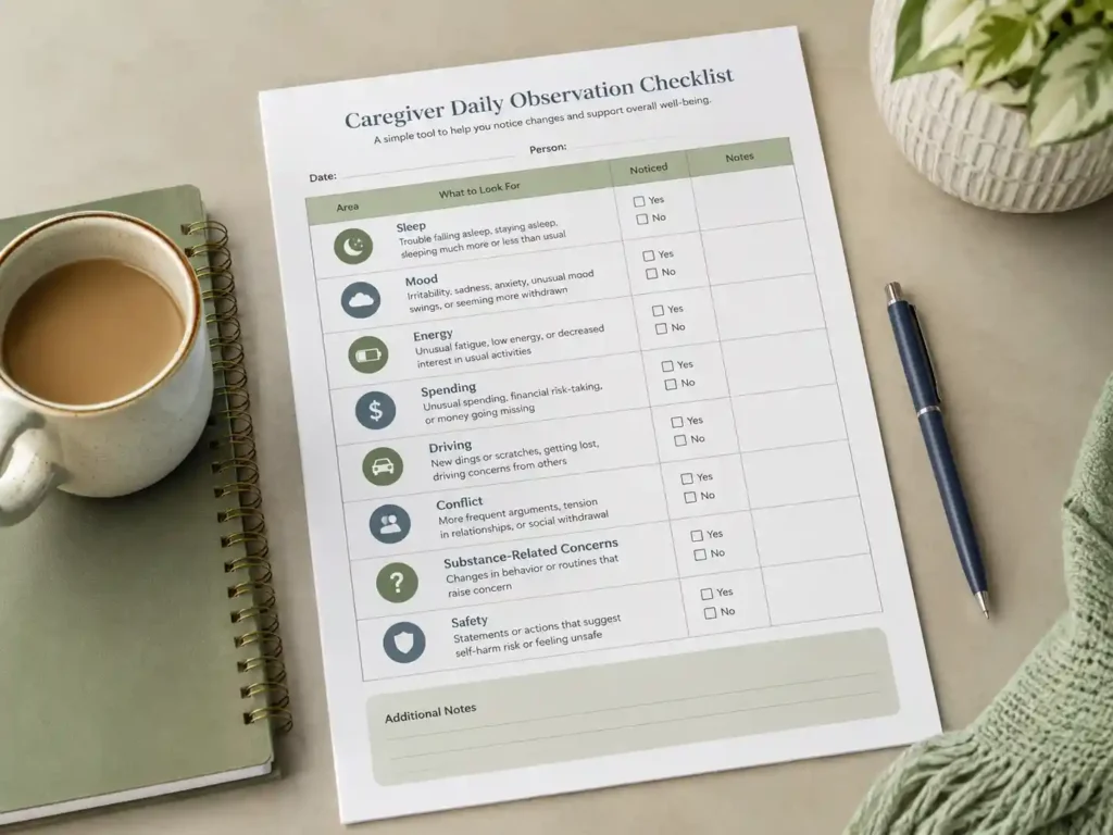 Family observation checklist for bipolar symptoms and substance use concerns