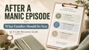 Calm home setting representing family recovery after a manic episode