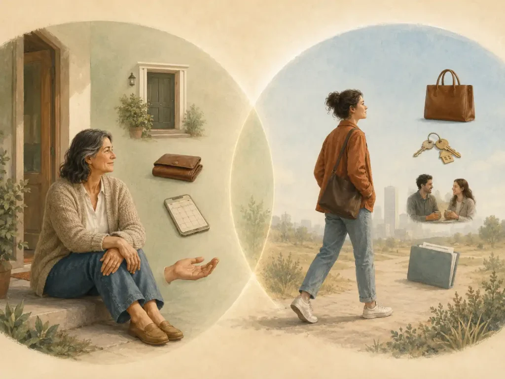 Illustration showing the difference between a parent's own boundaries and an adult child's independent choices